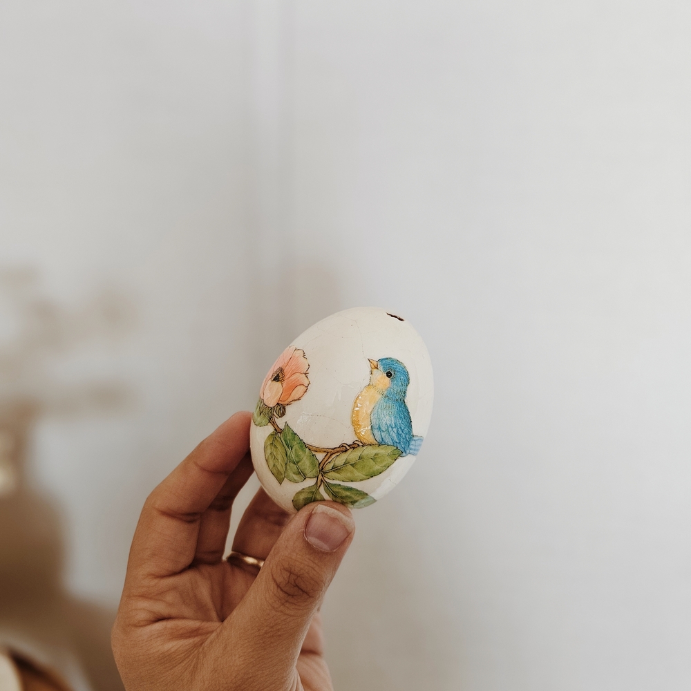 Vintage Handmade Floral Glass Easter Eggs - Picture 3 of 7